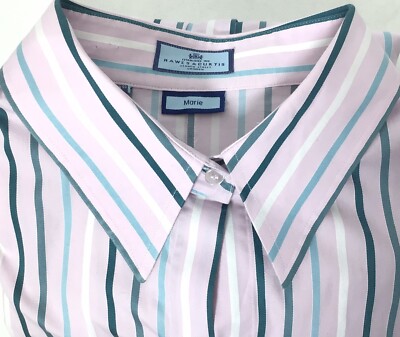 Hawes & Curtis Blouse Women's Size 18 US Stripe Marie Button French Cuff