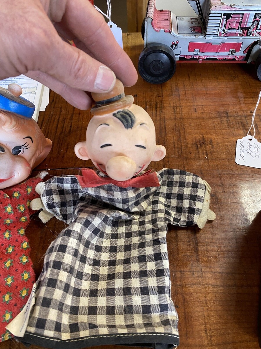 Vintage Hand Puppets Wimpy Bell Hop Monkey Toys 1950s-1960s Popeye