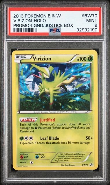 PSA 9 MINT Virizion BW70 Holo Black Star Promo BW 2013 Pokemon Card