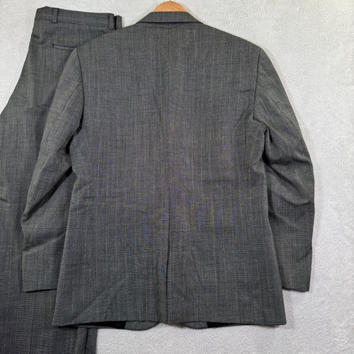 VINTAGE Burberry 2-Piece Suit Mens 42R 36x28 Gray Check Plaid 2-Button Wool EUC - Picture 3 of 18
