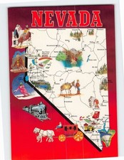 Postcard Nevada Map Art Print USA North America
