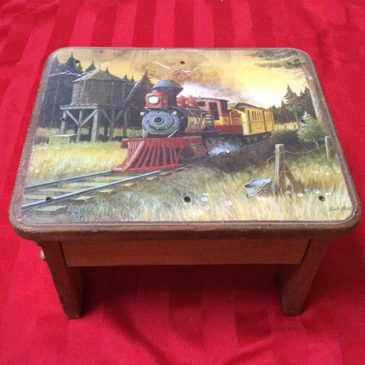 Railroad Train Foot Rest Step Stool Vintage Locomotives