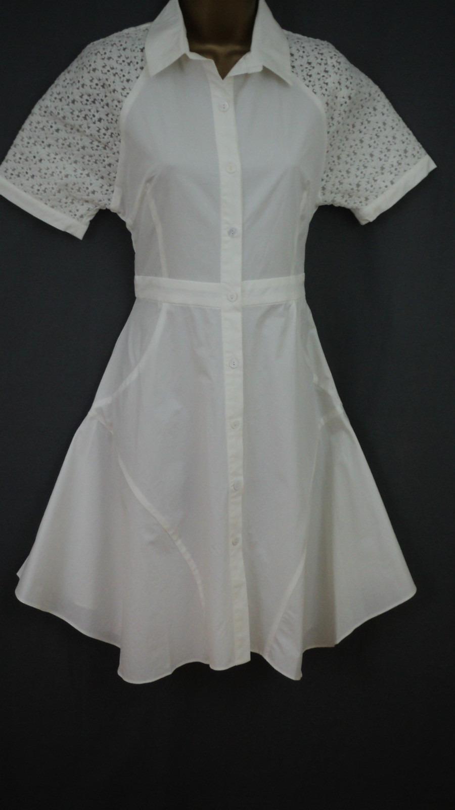 cream floral organza shirt dress