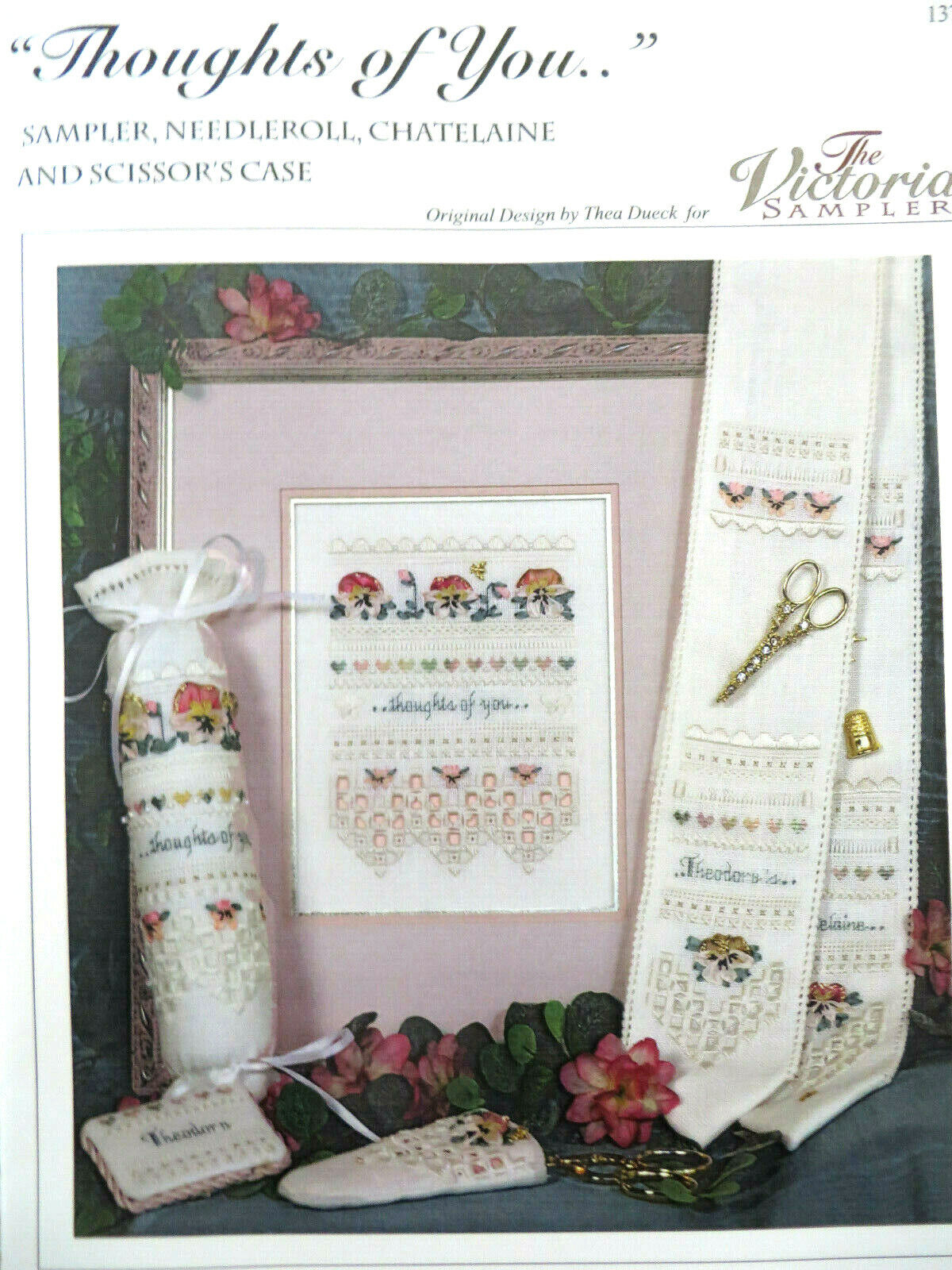 Victoria Sampler "THOUGHTS OF YOU" Sampler CHART + Accessory Pack + 32 Ct. Linen