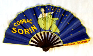 J Sorin Cognac Antique 1920 1930 French Advertising Paper Fan Chambrelent Paris