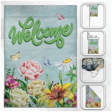 Welcome Garden Flag 12x18in Seasonal Garden Flag Spring Flowers 100D