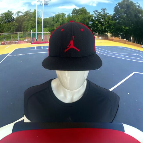 Air Jordan JumpMan Snap-back Cap Hat Youth One SZ Embroidered Black Red - Picture 1 of 7