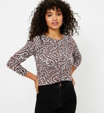 NWT LOFT Women's Geo Floral Sweater - Whisper White Burgundy - Size X Small