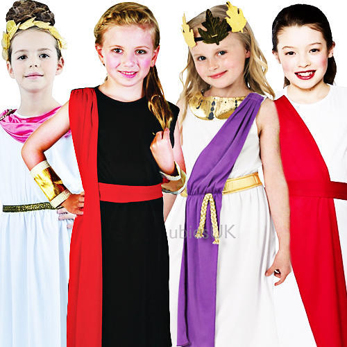 Roman Girl Childrens Costume Black Toga main image 1