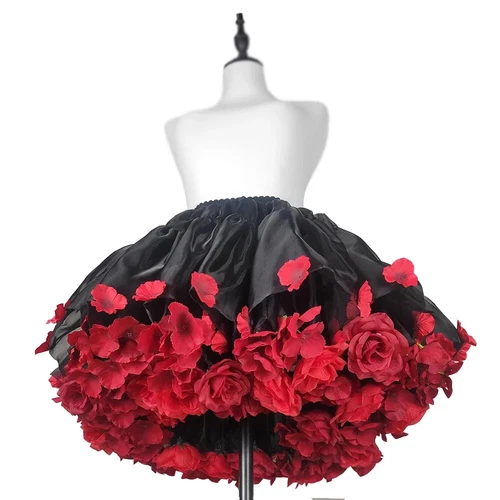 Colorful Flowers Petticoat Skirt Support Short Dress Lolita Cosplay Clothes - Bild 8 von 23
