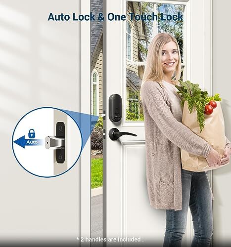 Keyless Entry Door Lock With 2 Lever Handles Electronic Keypad Deadbolt ...