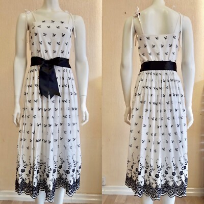 Vintage 80s David Emanuel Cotton Dress London UK Black and