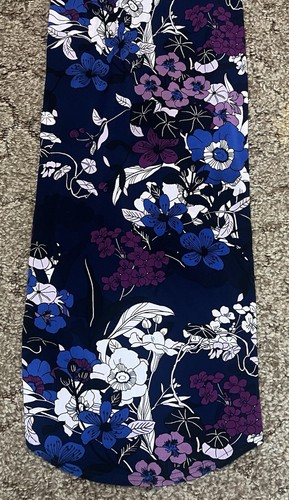 White House Black Market Dress Womens XXS Black Blue Purple Floral Long - Picture 8 of 8