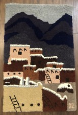 Handmade Sculpted Rug Southwest Village Wall Hanging