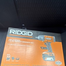 RIDGID 18V 3-Speed 1/2 in Impact Wrench Kit R86215K 4.0Ah Battery Charger Bag
