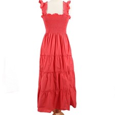 Quince Smocked Midi Dress Womens Spiced Coral Organic Cotton Poplin S India