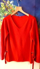 ROTER SOMMER PULLOVER GR 42 mit SEITEN SCHLEI...