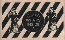 Guess What's Inside 2 x 1 1/4" Mounted Rubber Stamp, Food and Drink Stamp