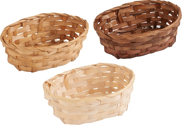 Bambus Korb Set Oval 3Er 13X18X6 Cm Dekokorb Aufbewahrungskorb Flechtkorb-image