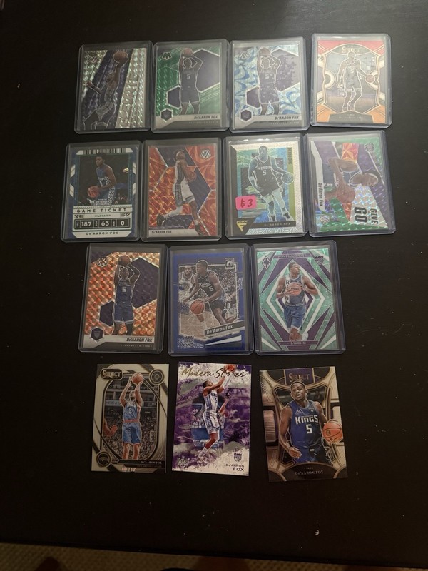 DE'AARON FOX 14x CARD LOT PRIZM PARALLELS HYPER/SILVER/ORANGE/GREEN SPURS