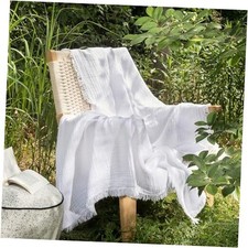 Muslin Blanket - 100 Cotton 4-Layer Gauze Throw Blanket Twin XL Bright White