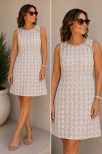 Calvin Klein Womens |14| Sleeveless Floral Lace Sheer Overlay Sheath Dress 