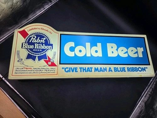 1981 Vintage Pabst Blue Ribbon Beer PBR Lighted Sign Milwaukee Give That Man