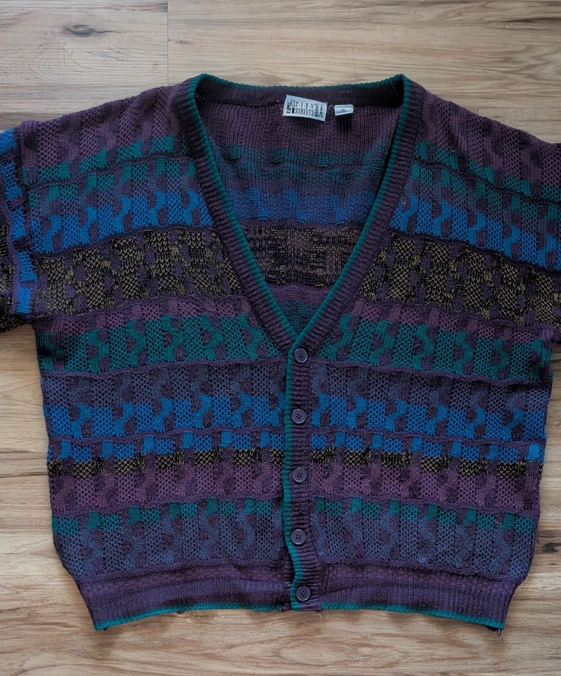Suéter Tejido Retro Vintage Para Mujer XL Colorido Hipster Cottagecore Grannycore Y2K Foto 3 de 4