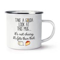 Take A Gouda Optik Bei Das Tasse Retro Emaille Becher Tasse - KäSe Scherz Lustig