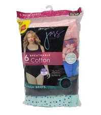 Just My Size Hanes BRIEF 6-Pack Panties Size 11 Breathable Cotton Womens 3X