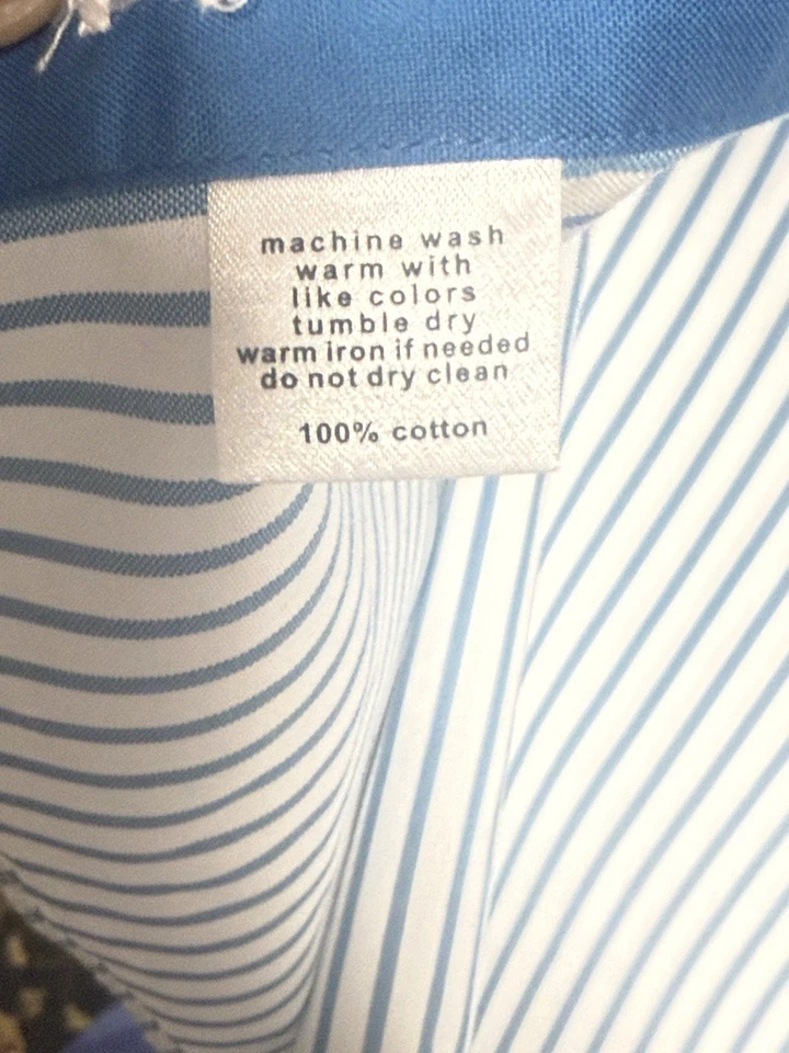 Paul Frederick Dress Shirt Pinstripes Blue White Striped - Image 2 of 4