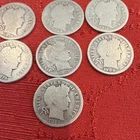 Barber Dimes Lot of 7 Silver 10C Coins 1897-1916 Variety Circulated