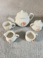Child's 8-Piece Porcelain Miniature Toy Tea Set with Roses