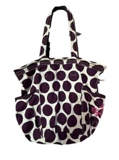 Thirty One Retro Metro Tote 13x17in Purple Polka Dot Canvas Bag Just Believe