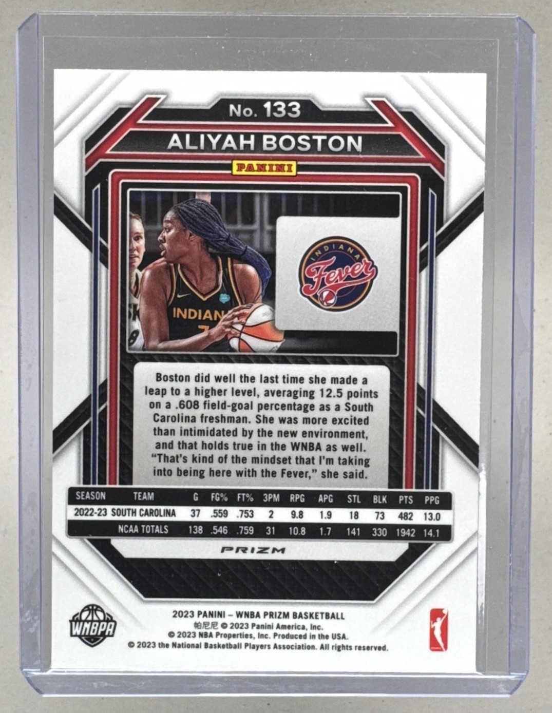 Aliyah Boston 2023 Panini Prizm WNBA #133 Silver Rookie RC view 2