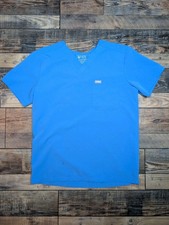 FIGS Men's Leon Three-Pocket Scrub Top Small Blue Technical Collection