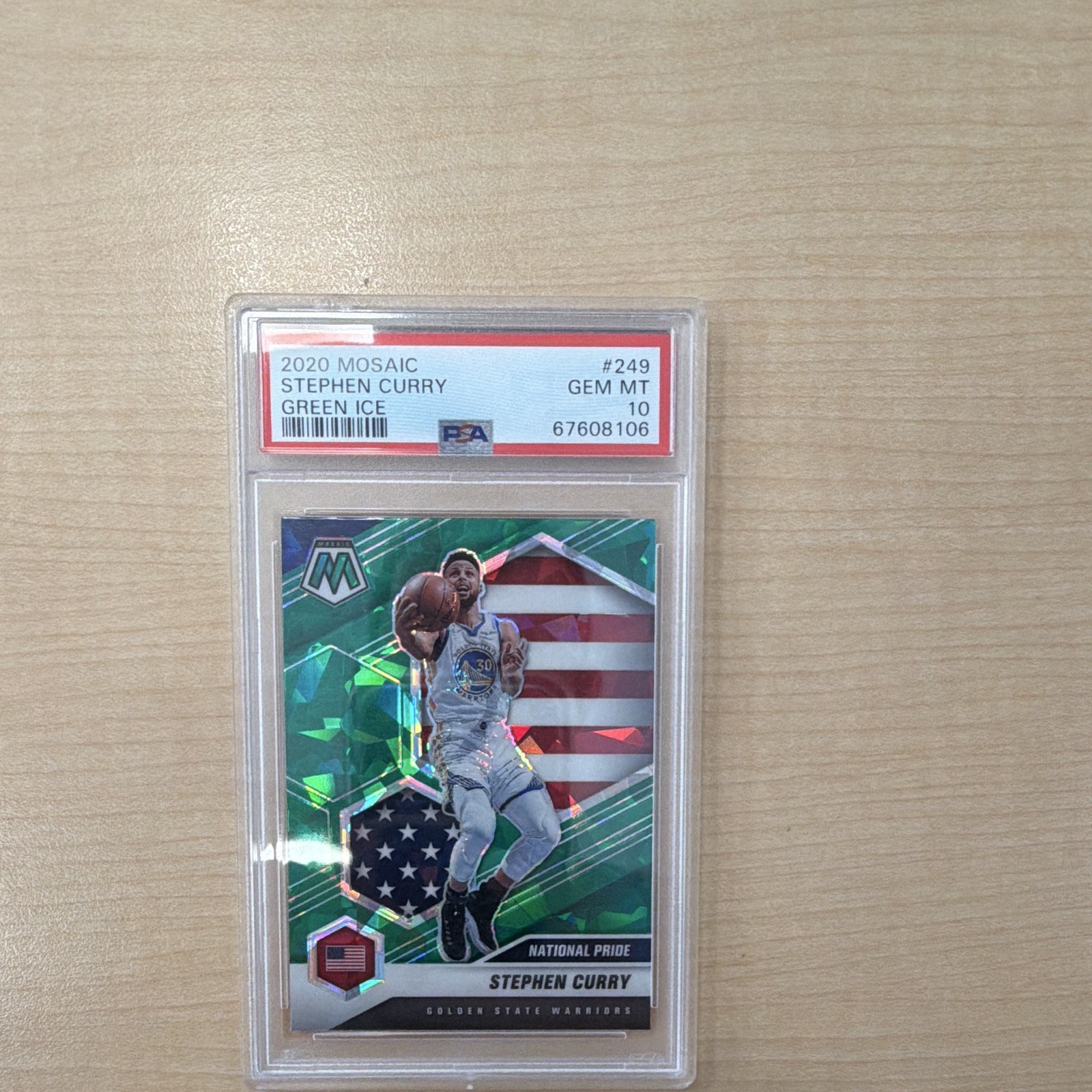 2020-21 Panini Mosaic National Pride Stephen Curry #249 Greenice Prizm PSA 10
