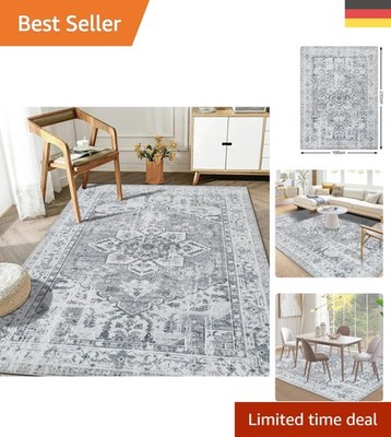 Weicher Kurzflor Teppich 160x230 cm - Waschbar, Schmutzabweisend und Rutschfest