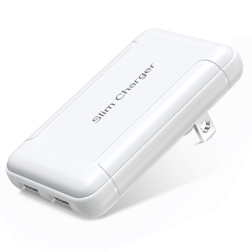 Charger Block, OKRAY Flat Dual USB Wall Charger with Foldable Plug, 5v/3a Fast C