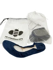 NEW The Storehouse Flats Foldable Leather Ballet Shoes Navy Suede  Sz 7