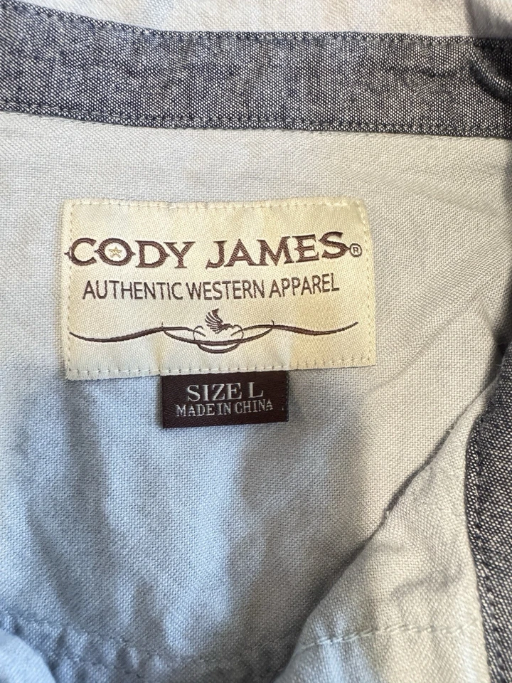 Cody James Auténtica Ropa Occidental Para Hombre Azul Abotonado Piedra Broches Grandes Foto 4 de 4