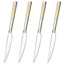 4-Piece Stainless Steel Dinner Knife Set Silverware Cutlery for Home Kitchen