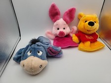 VTG SET OF 3 DISNEY HAND PUPPET PLUSH WINNIE POOH PIGLET AND EEYORE ARCOTOYS