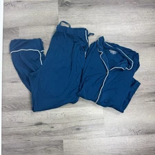 Posh Peanut Women's Long Sleeve Luxe Lounge Set Women’s 2XL Blue White Cozy