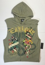 NWT Ed Hardy Men's Full Zip Hooded Vest Size XL