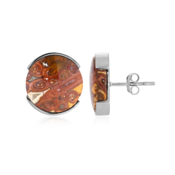 Cavill Ohrringe Damen Silber Platin 12,5Ct Palmenholz Cabochon Orange-image