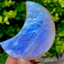 60G Natural blue Moonstone moon with rainbow gold sand crystal mineral healing