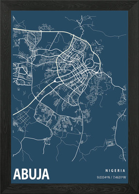 Abuja Bauplan Straßenkarte gerahmtes Wandbild Poster Leinwanddruck Bild