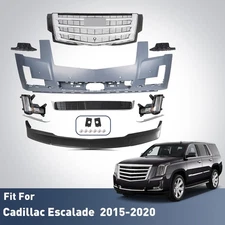 Front Bumper Cover Assembly Grill Kit For 2015-2020 Cadillac Escalade w/Foglight