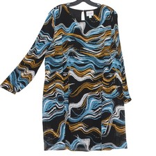 Nine West Dress Pleated Abstract Boho Marble Flowy Maximalist Artsy Lined XXL